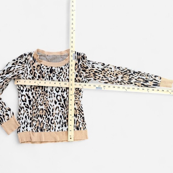 Leopard knit ribbed sweater size small in Brown cream black knitwear long sleeve - Picture 4 of 6